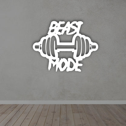Beast Mode Metal wall art in white colour
