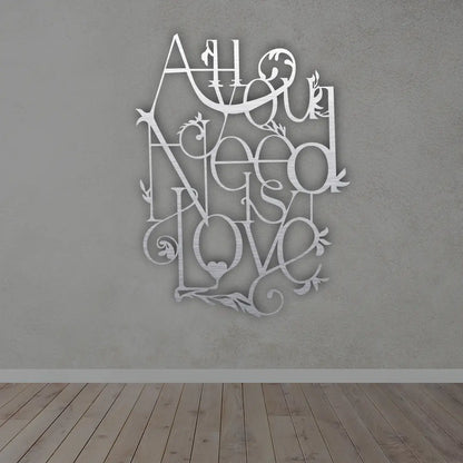 All You Need Is Love Metal wall art in Silver colour
