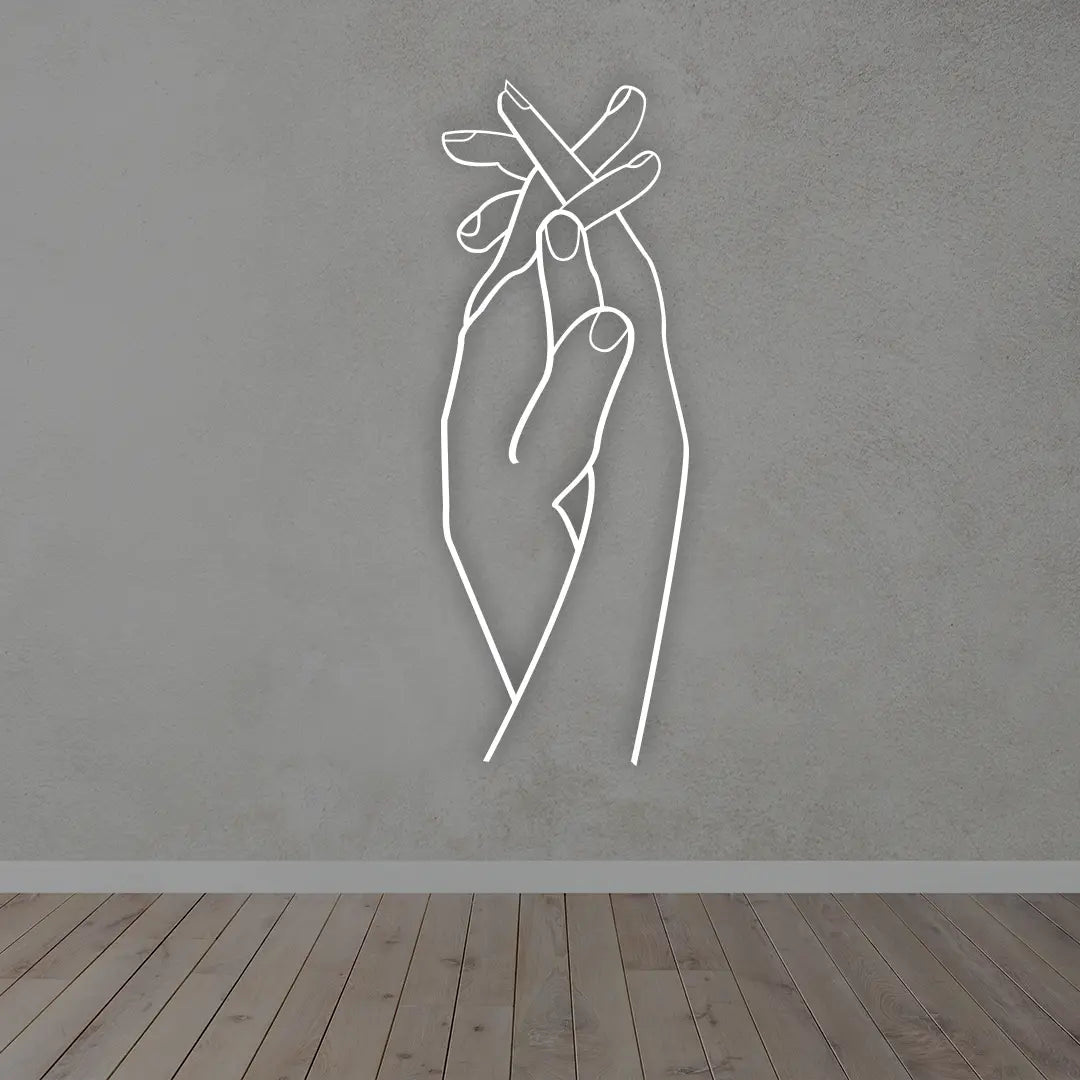 Hand Metal Wall Art Sign in White