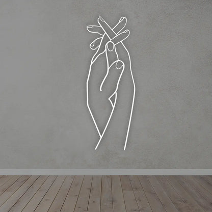 Hand Metal Wall Art Sign in White