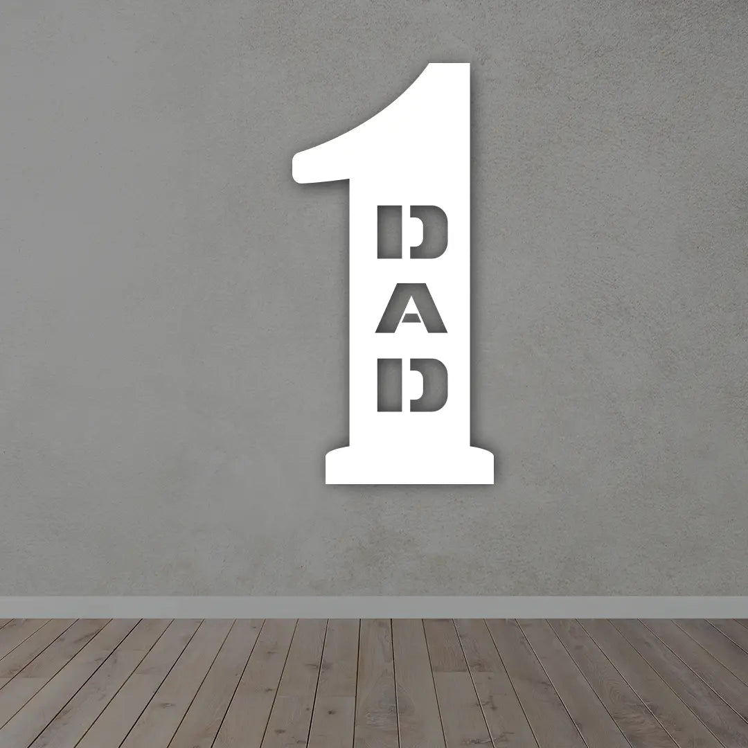 Number One Dad Metal Wall Art - Gift For Dad in white color