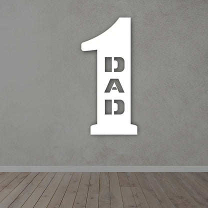 Number One Dad Metal Wall Art - Gift For Dad in white color