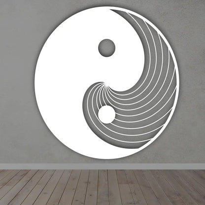 Yin Yang Metal Sign in White Color