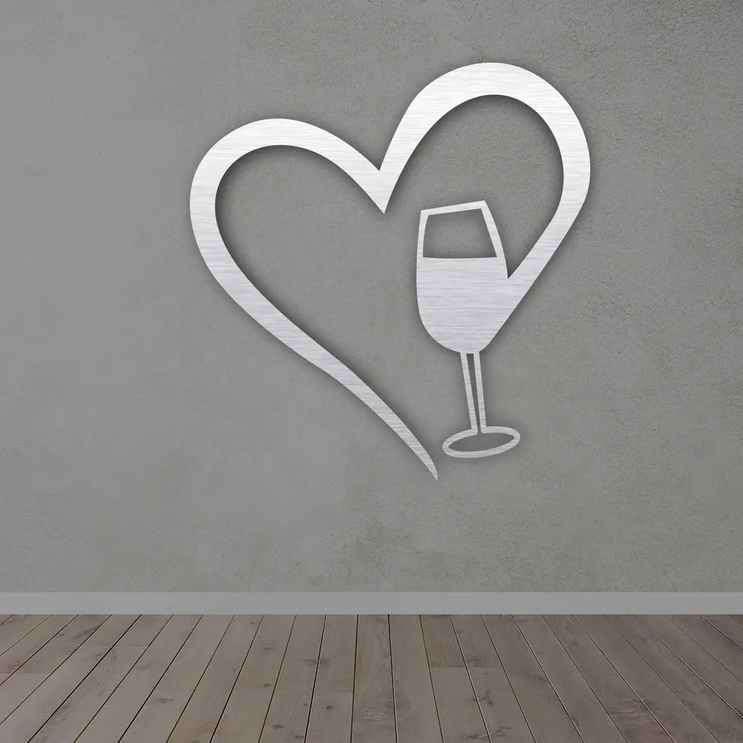 Wine Heart Metal Sign