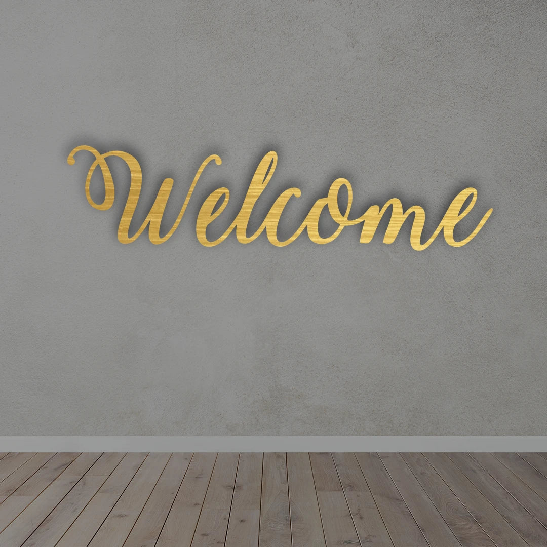 Metal Welcome wall art in Golden colour 