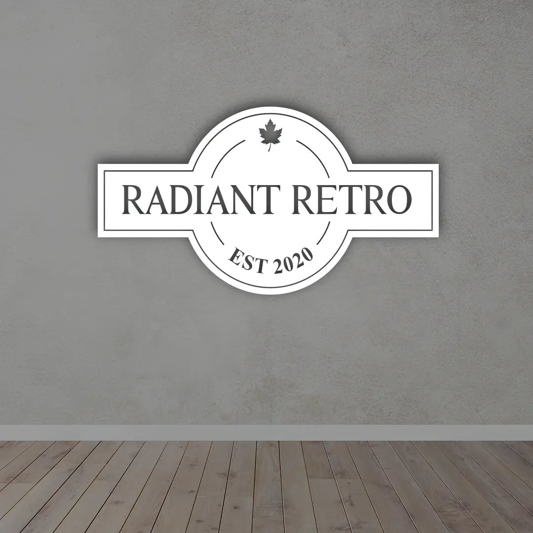 Personalized Business Metal Sign in White colour mounted on wall 