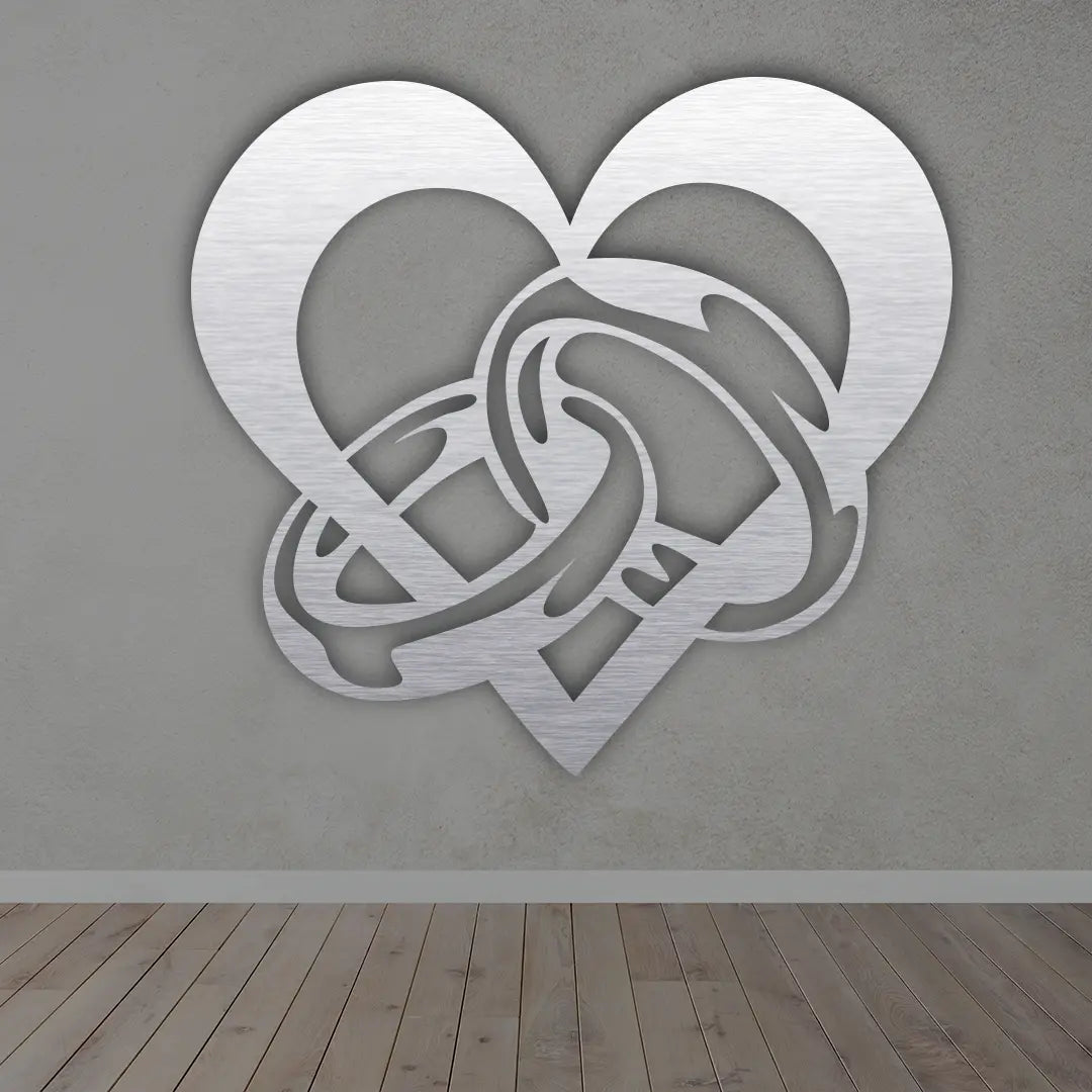 Heart Ring Metal Sign in Brushed Silver Finished