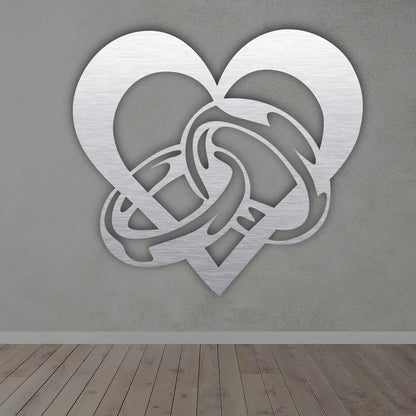 Heart Ring Metal Sign in Brushed Silver Finished