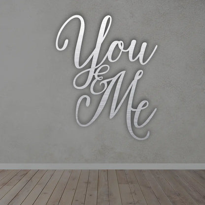 You & Me Metal Wall Art in silver colour 