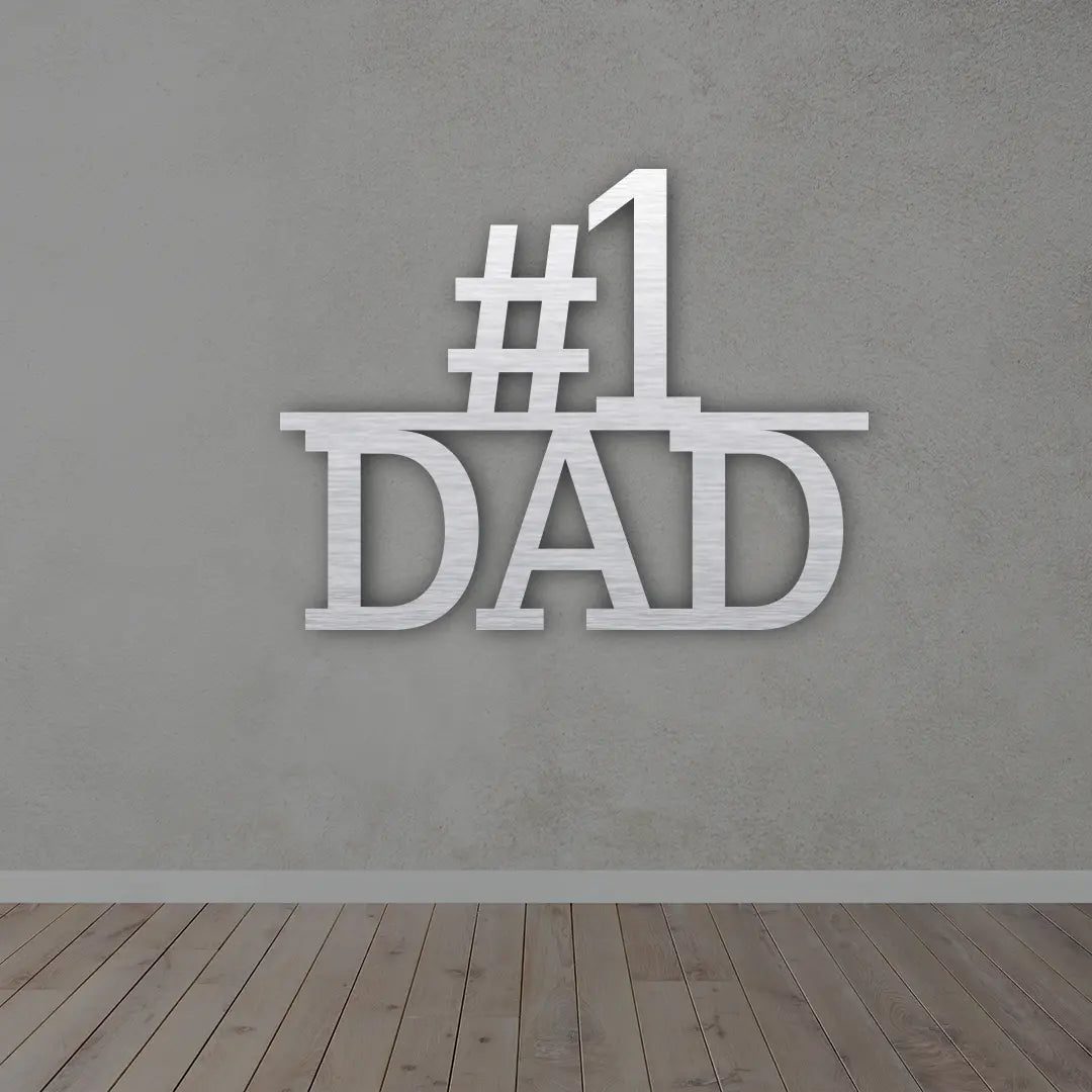 #1 DAD Metal Wall Art in Silver colour