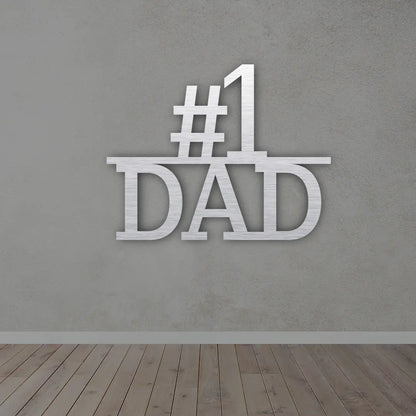 #1 DAD Metal Wall Art in Silver colour