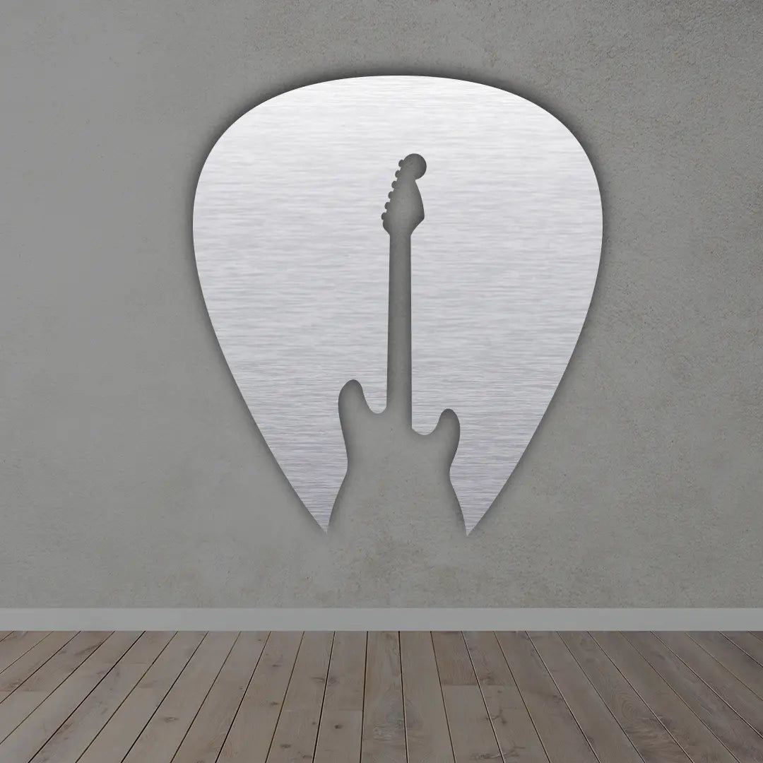 Guitar Metal Wall Art in Silver colour