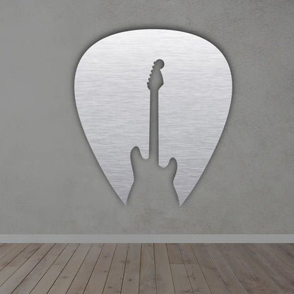Guitar Metal Wall Art in Silver colour