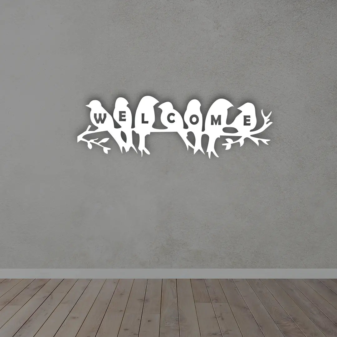 Welcome Birds Metal Wall Art Sign