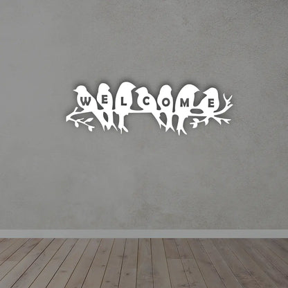 Welcome Birds Metal Wall Art Sign