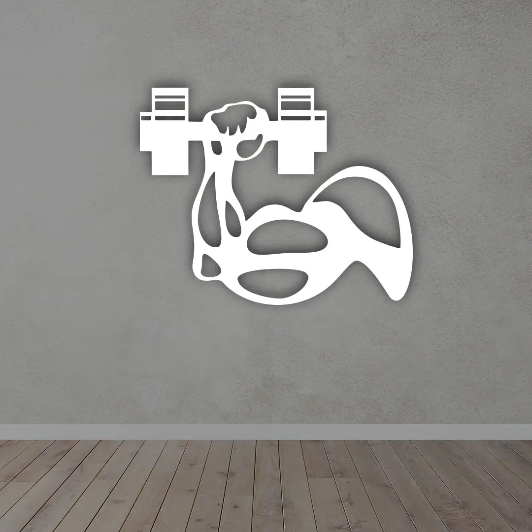 Muscle Metal wall art in white colour