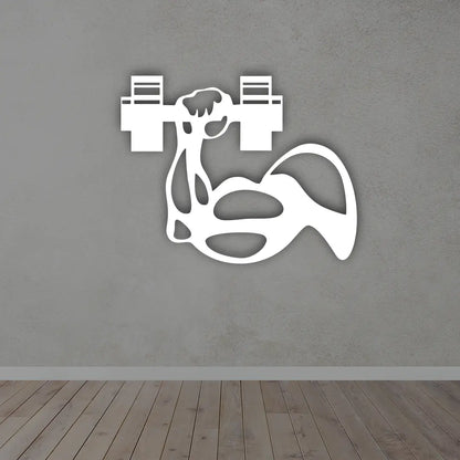 Muscle Metal wall art in white colour