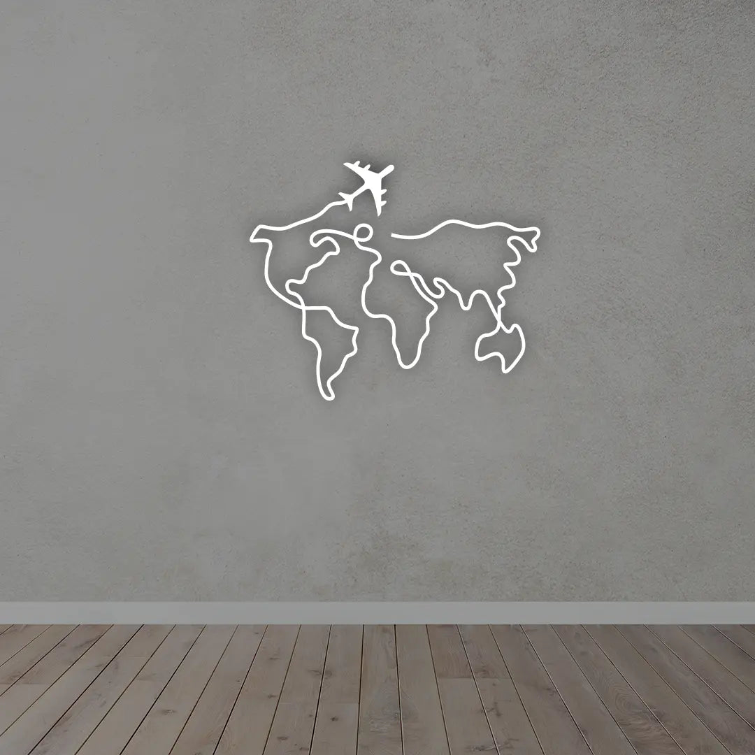 World Maps Metal wall art in white colour