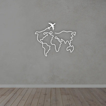 World Maps Metal wall art in white colour