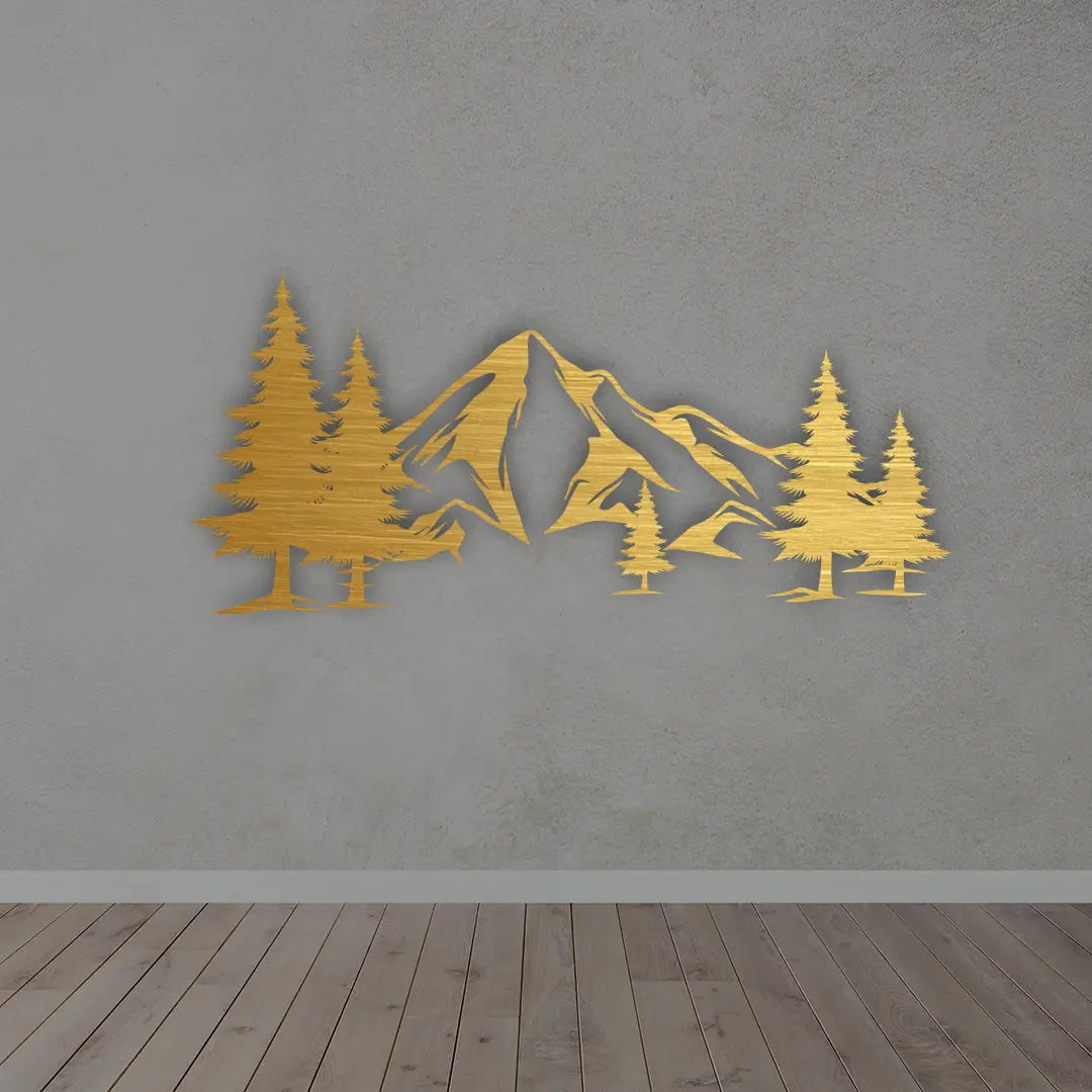 Mountains Metal Wall Art in Golden colour