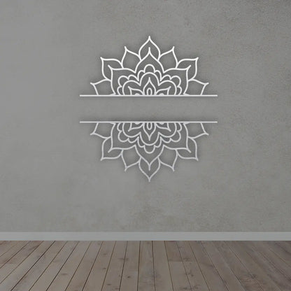 Personalized Mandala Metal  Sign in Silver colour mounted on wall 