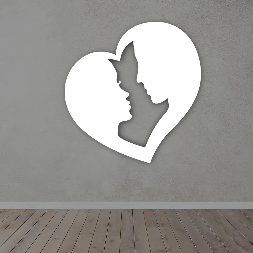 Couple In Heart Metal Wall Art in white colour 