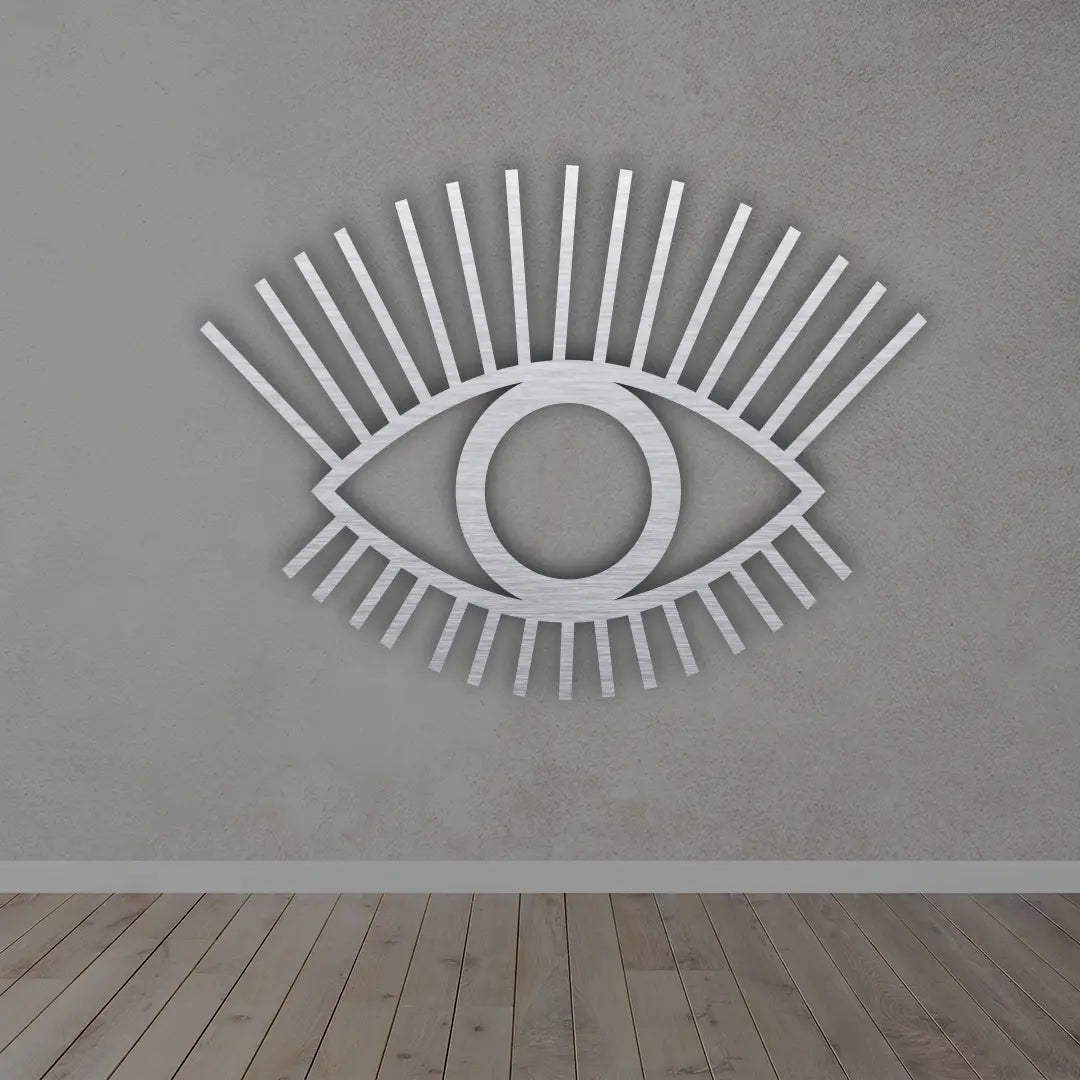 Evil Eye Metal Sign in Silver Finish