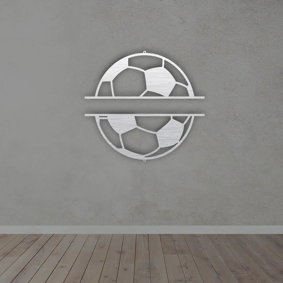 Personalized Football Metal Sign in Silver Colour mounted on wall