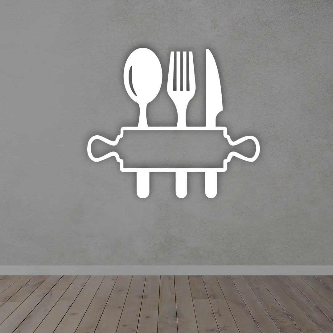 Personalize Kitchen Metal Sign in White Colour mounted on wall 