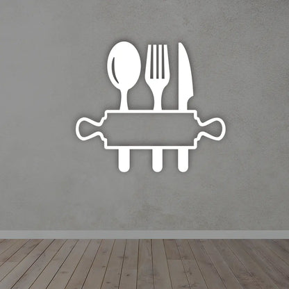 Personalize Kitchen Metal Sign in White Colour mounted on wall 