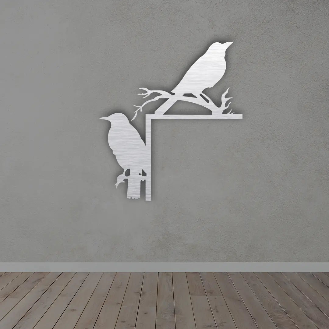 Starling Bird Metal wall art in silver colour