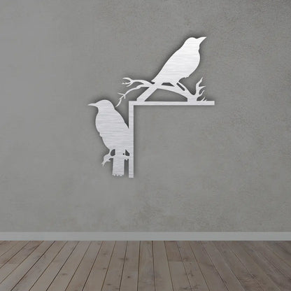 Starling Bird Metal wall art in silver colour