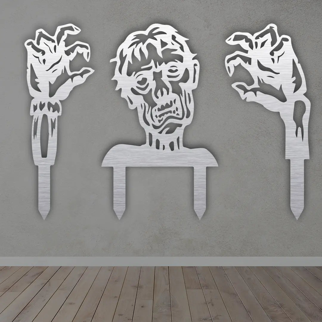 Zombie Metal Wall Art Sign in silver finised