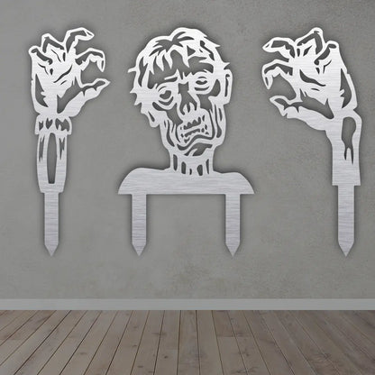 Zombie Metal Wall Art Sign in silver finised