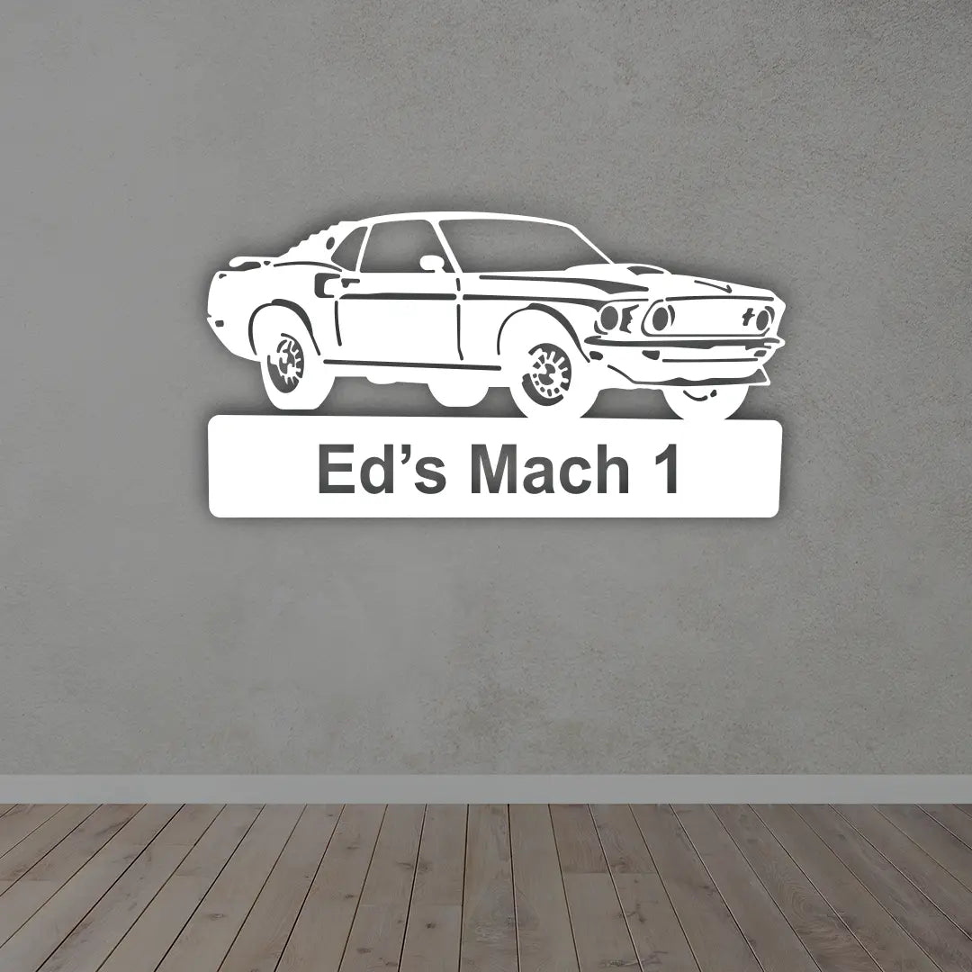 Metal Car Signs for Garage in White colour mounted on wall 