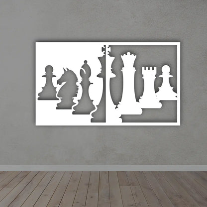 Chess Pieces 3D Wall Art in White Color