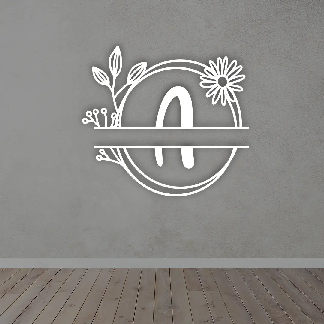 Personalized Metal Name Sign in White colour mounted on wall 