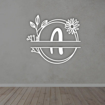 Personalized Metal Name Sign in White colour mounted on wall 