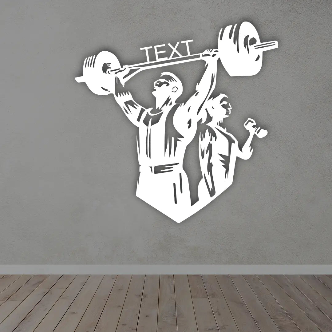 Custom Metal Gym Sign in White colour Mounted on wall 
