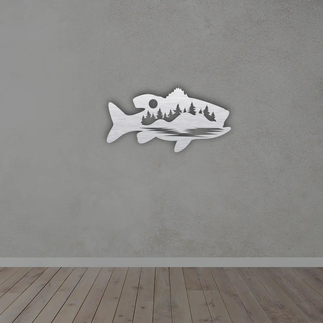 Forest Fish Metal Sign in Silver finish