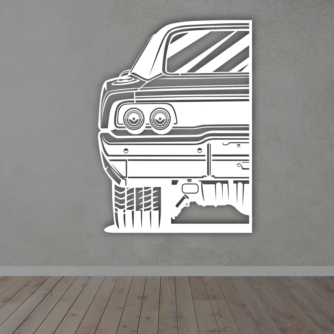 Charger RT Car Silhouette Metal Wall Art in White Color