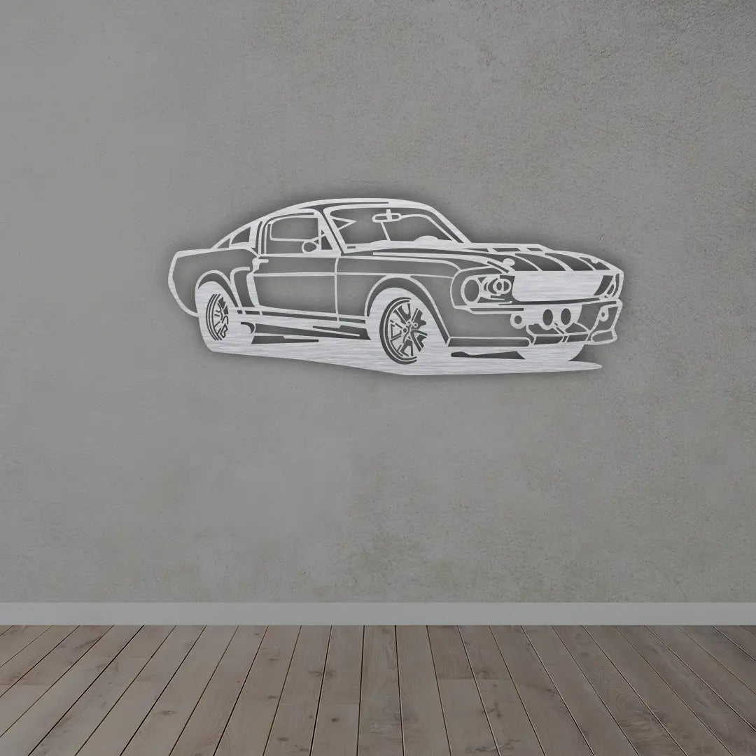 Car Metal Sign in Silver Finish