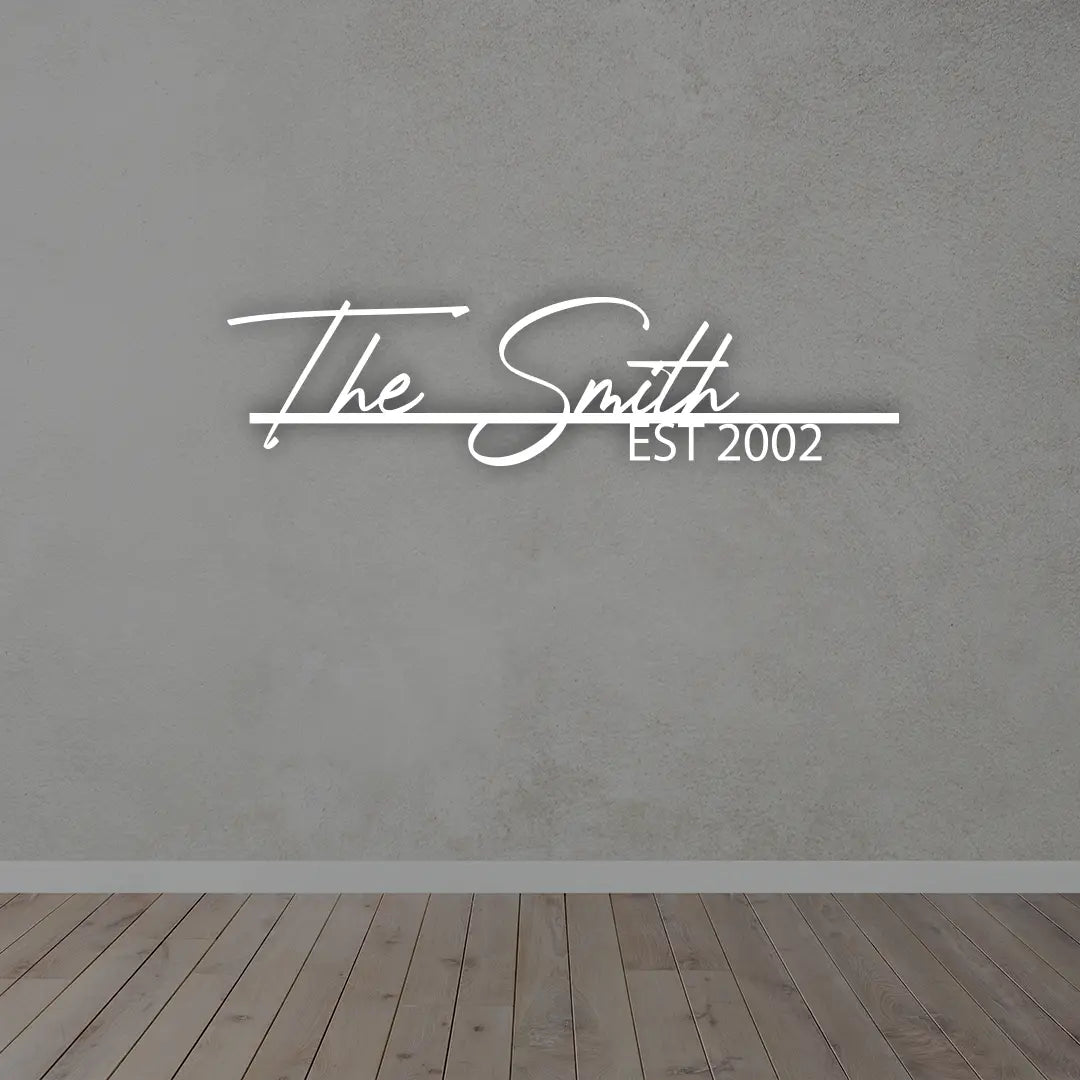 Metal Name Plate in White colour mounted on wall