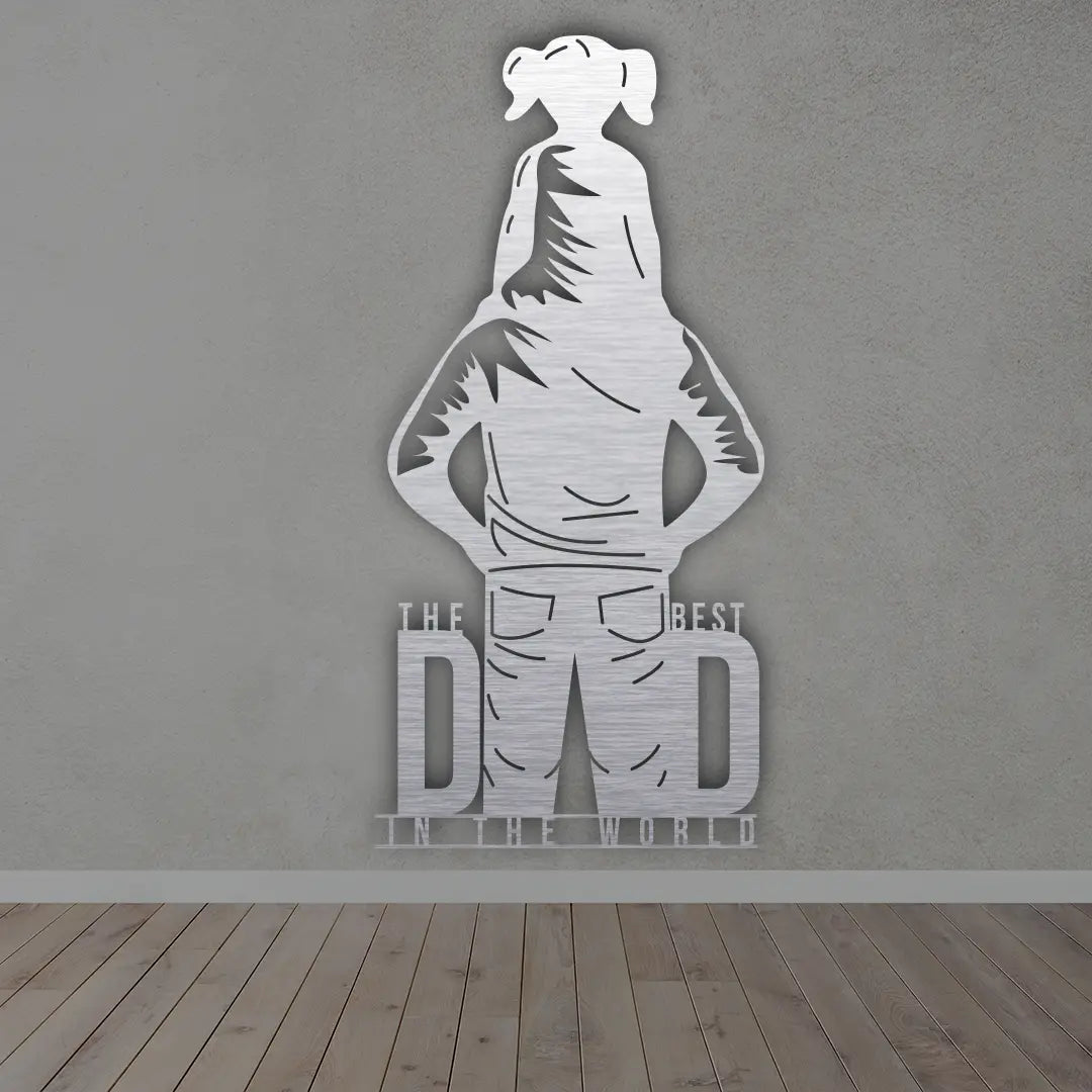 The Best Dad In The World metal monogram sign in Silver colour 