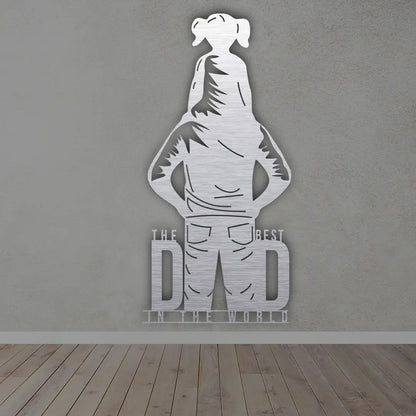 The Best Dad In The World metal monogram sign in Silver colour 