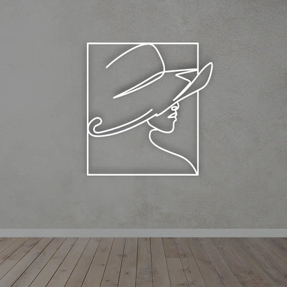 Lady Hat metal wall art in Silver colour 