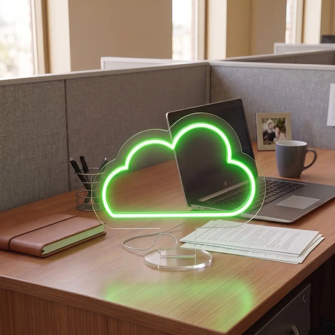 Cozy Cloud Mini Neon Sign in Green color