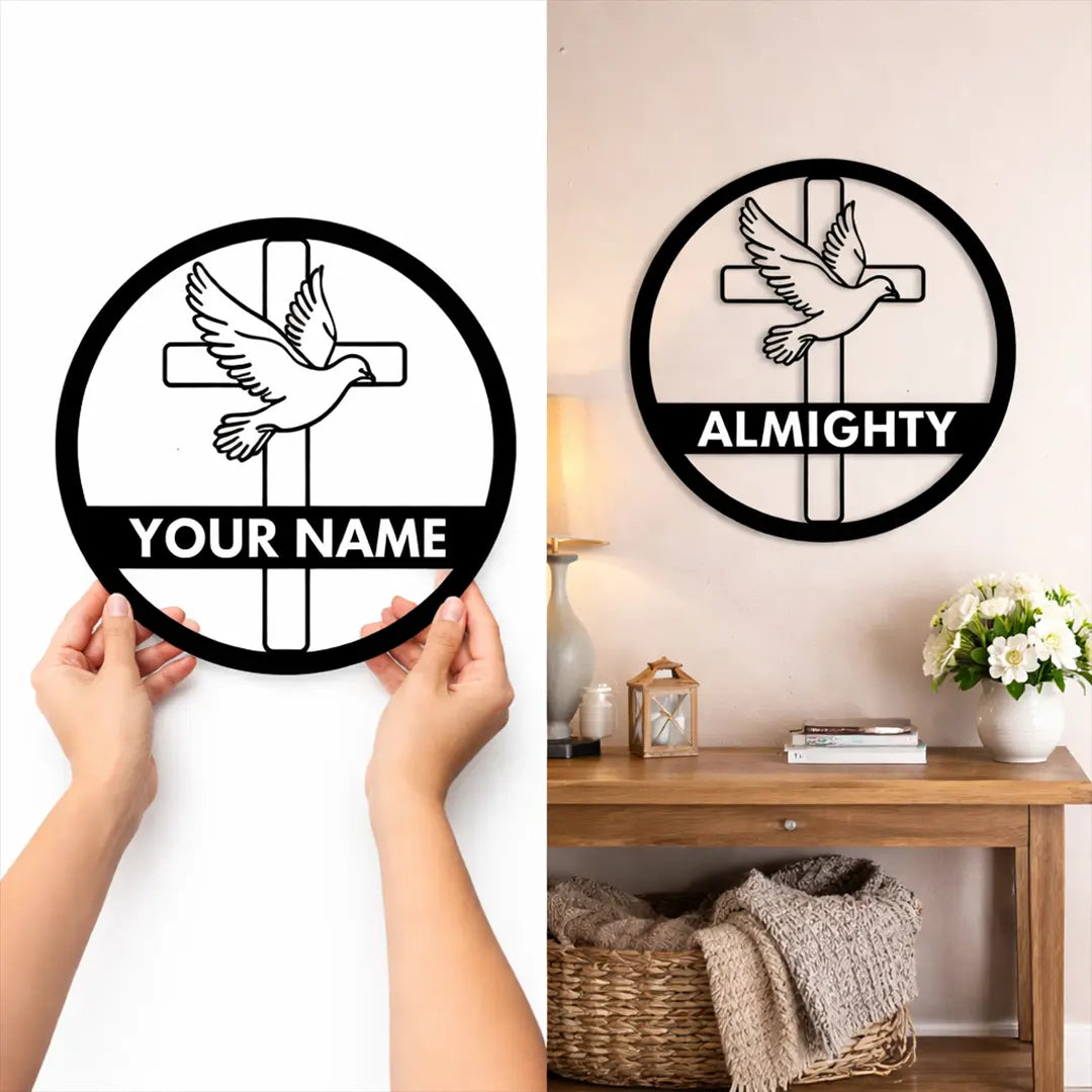 Holy Spirit Dove Altar Cross Metal Sign