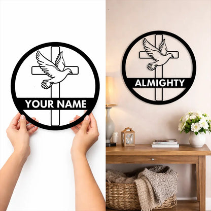 Holy Spirit Dove Altar Cross Metal Sign