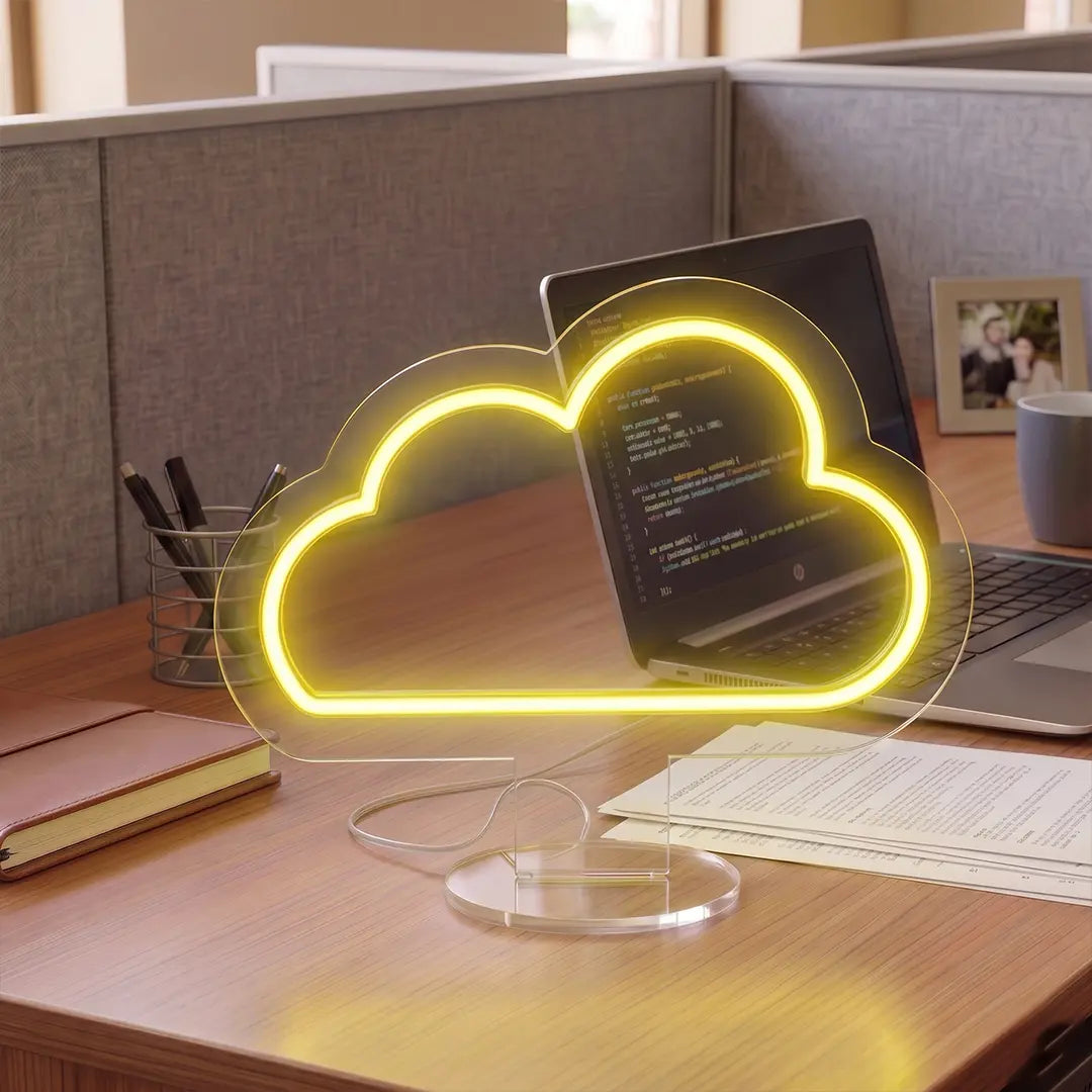 Cozy Cloud Mini Neon Sign in Yellow color